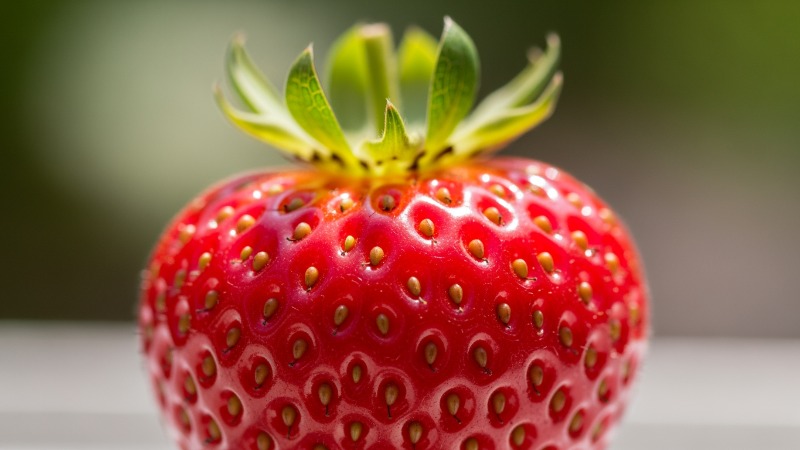 Stawberry has it seeds on the outerside