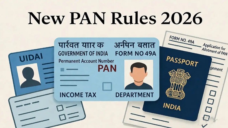 New PAN card rules 2026 India update with Aadhaar linking, PAN card, passport and Form 49A application