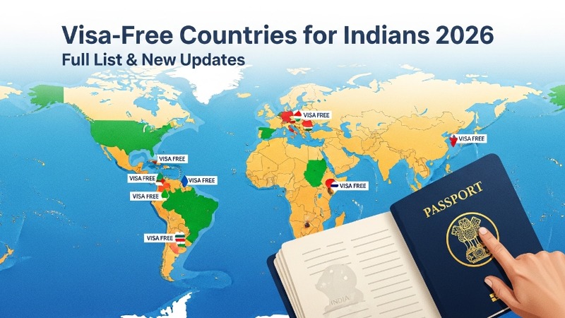 Visa free countries for Indian passport holders 2026 full list with world map and travel updates